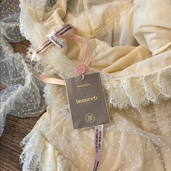 House of CB 'Sorrel' Tulle Asymmetric Minidress Ivory Large NWT - Picture 7 of 11